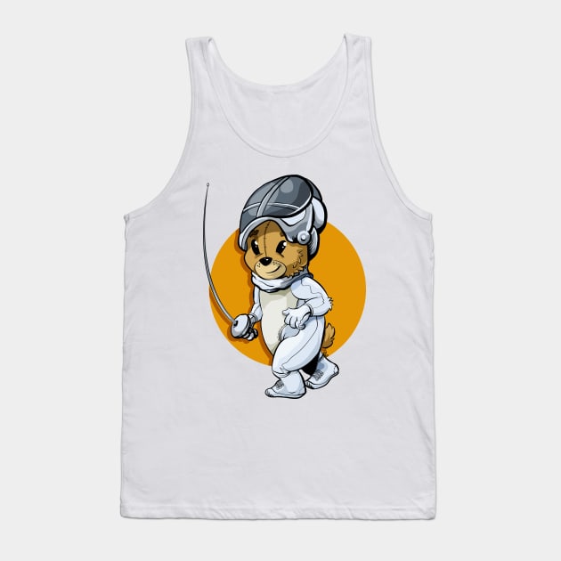 Fencing Bear Tank Top by Black Tee Inc